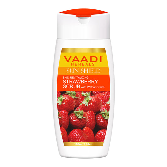 Organic Strawberry Scrub Moisturising Lotion with Walnut Grains- Lightens Skin Tone - Reduces Pigmentation - Removes Dead Cells (110 ml/ 4 fl oz)