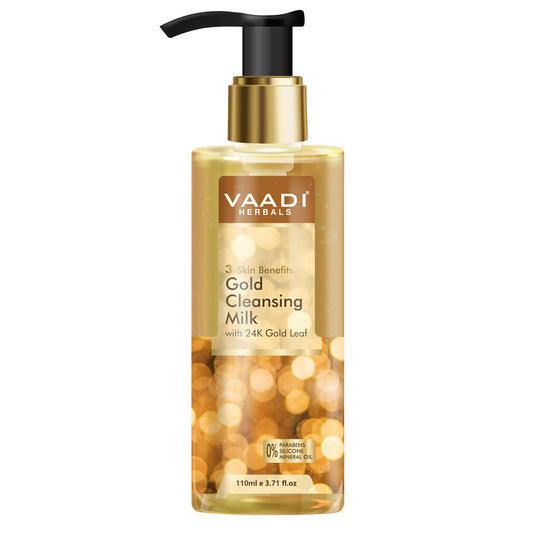 Gold Cleansing Milk with 24k Gold Leaf - 3-skin Benefits (110 ml / 3.71 fl oz )