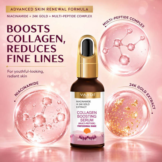 Multipeptide and 24K Gold Extract Collagen Boosting serum with Niacinamide|Radiant & Youthful Skin|Reduces Dark Spots| For All Skin Types| No Parabens, Mineral, Silicon (30 ml / 1.02 fl.oz)