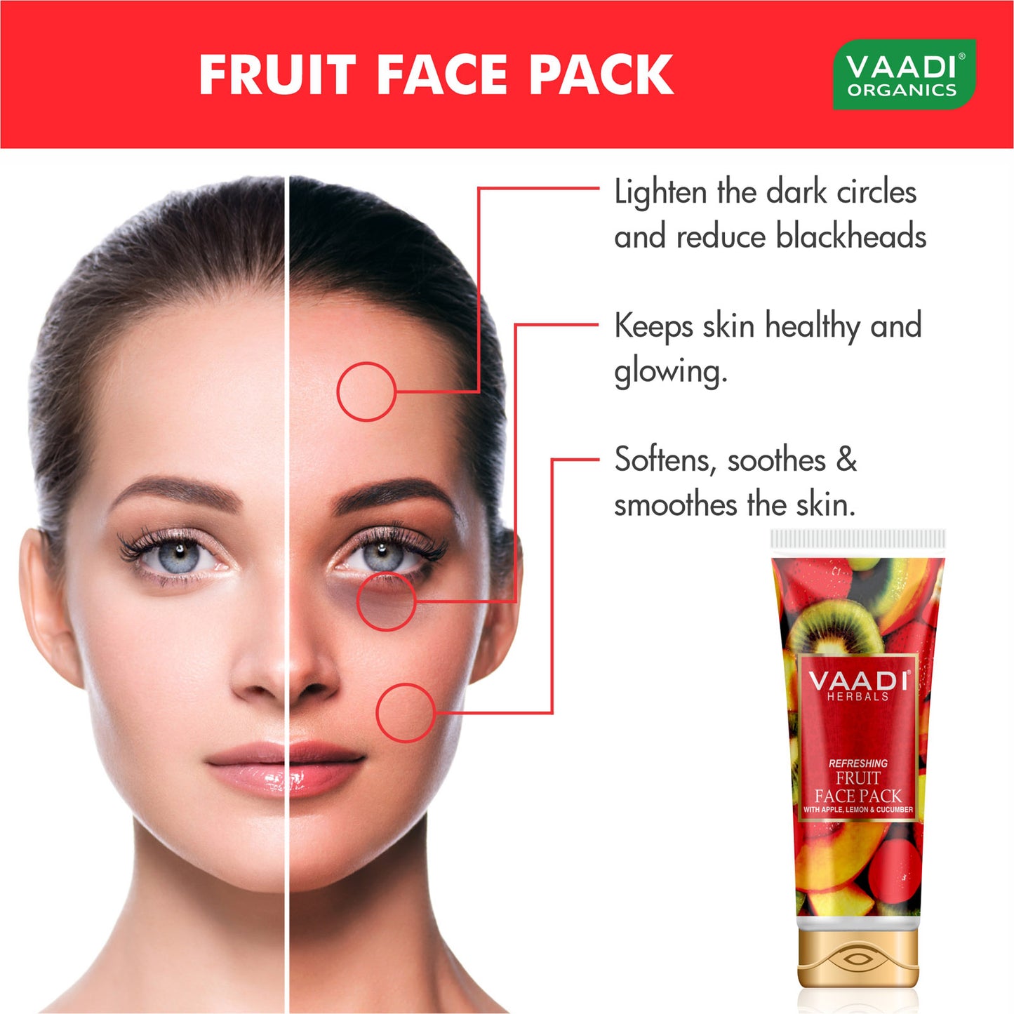 Refreshing Organic Fruit Face Pack with Apple, Lemon & Cucumber - Protects & Revitalizes Skin  (120 gms/ 4.3 oz)