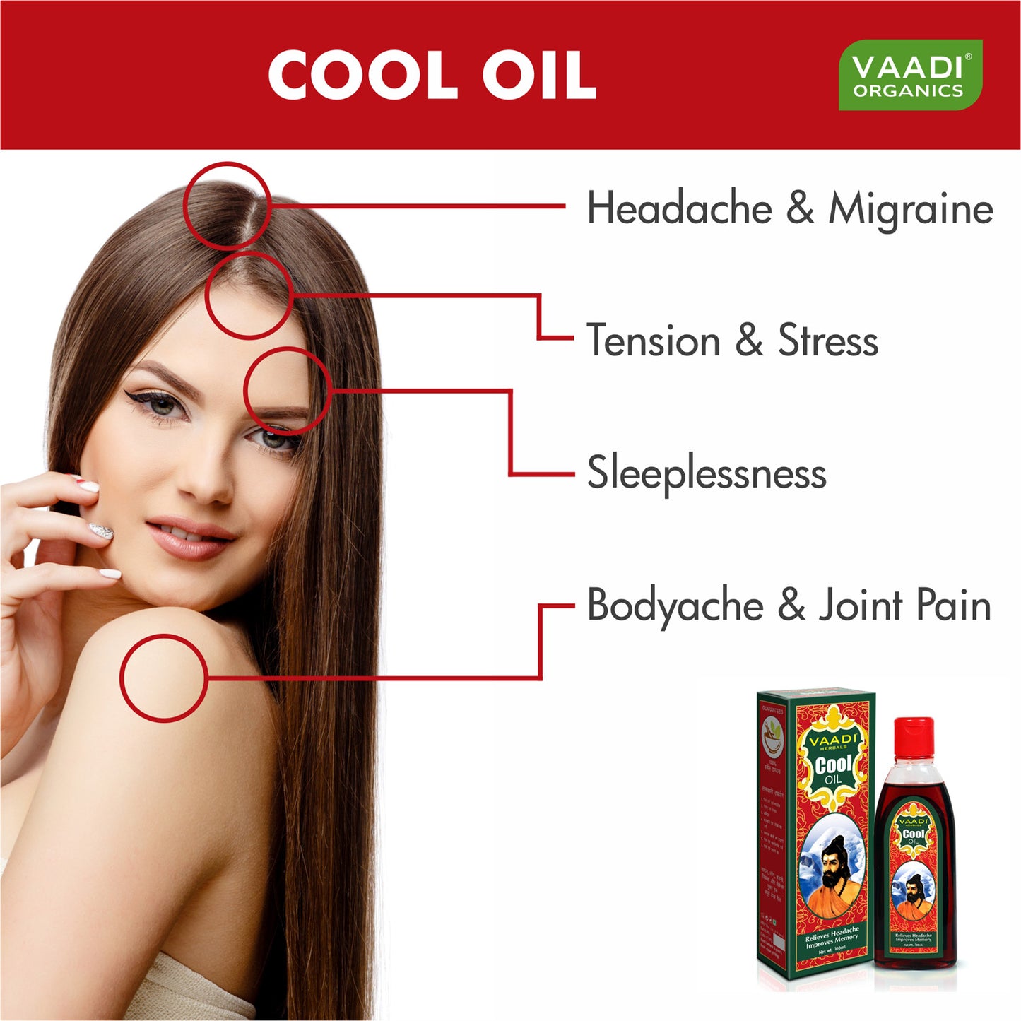 Organic Triphla Almond Cool Oil - Relieves Headache & Muscle Pain - Prevents Hairfall - Strengthens Hair and Body (100ml/3.5 fl oz)