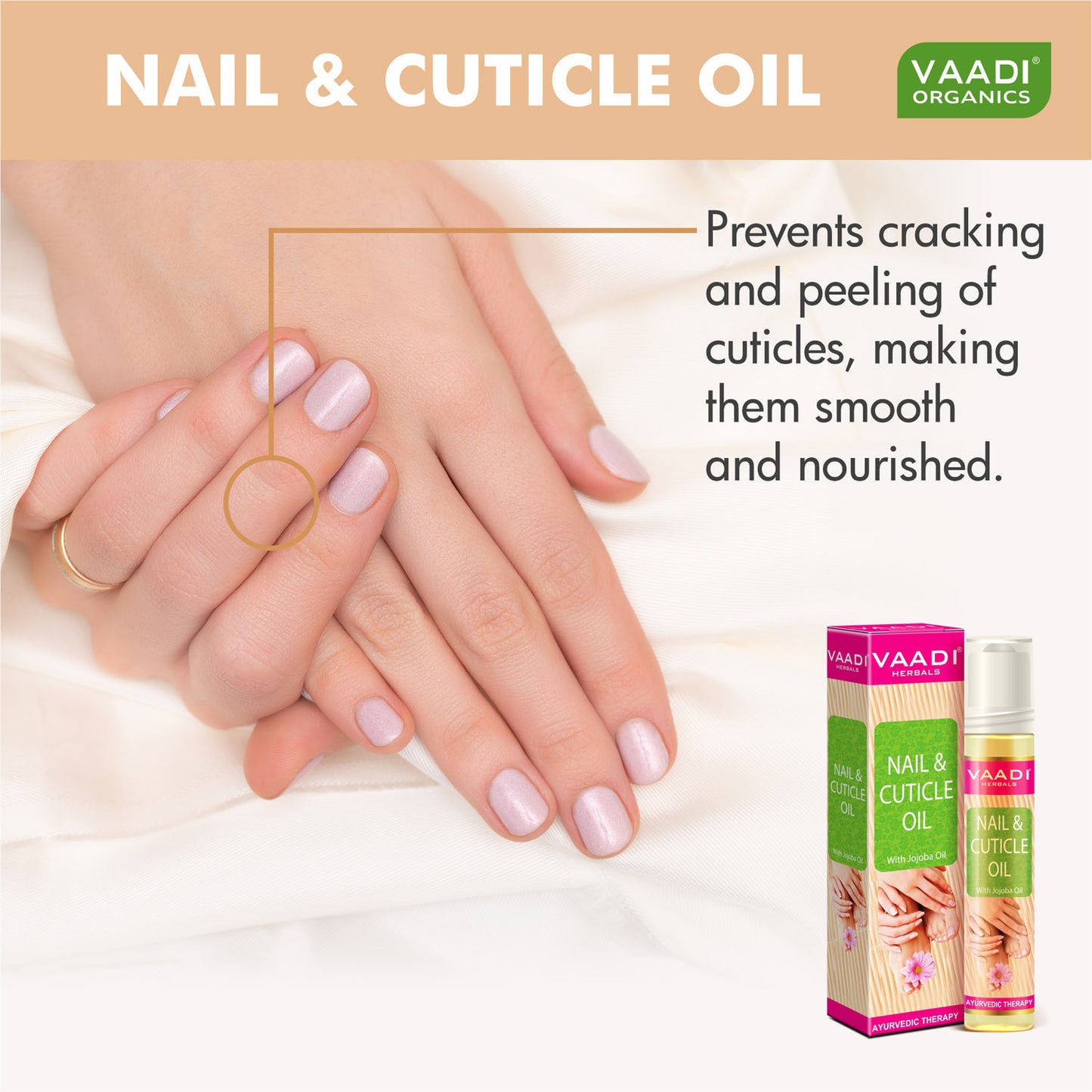 Organic Nail & Cuticle Oil with Jojoba Oil - Heals Redness & Pain - Strengthens Thin & Brittle Nails (10 ml/ 0.4 fl oz)