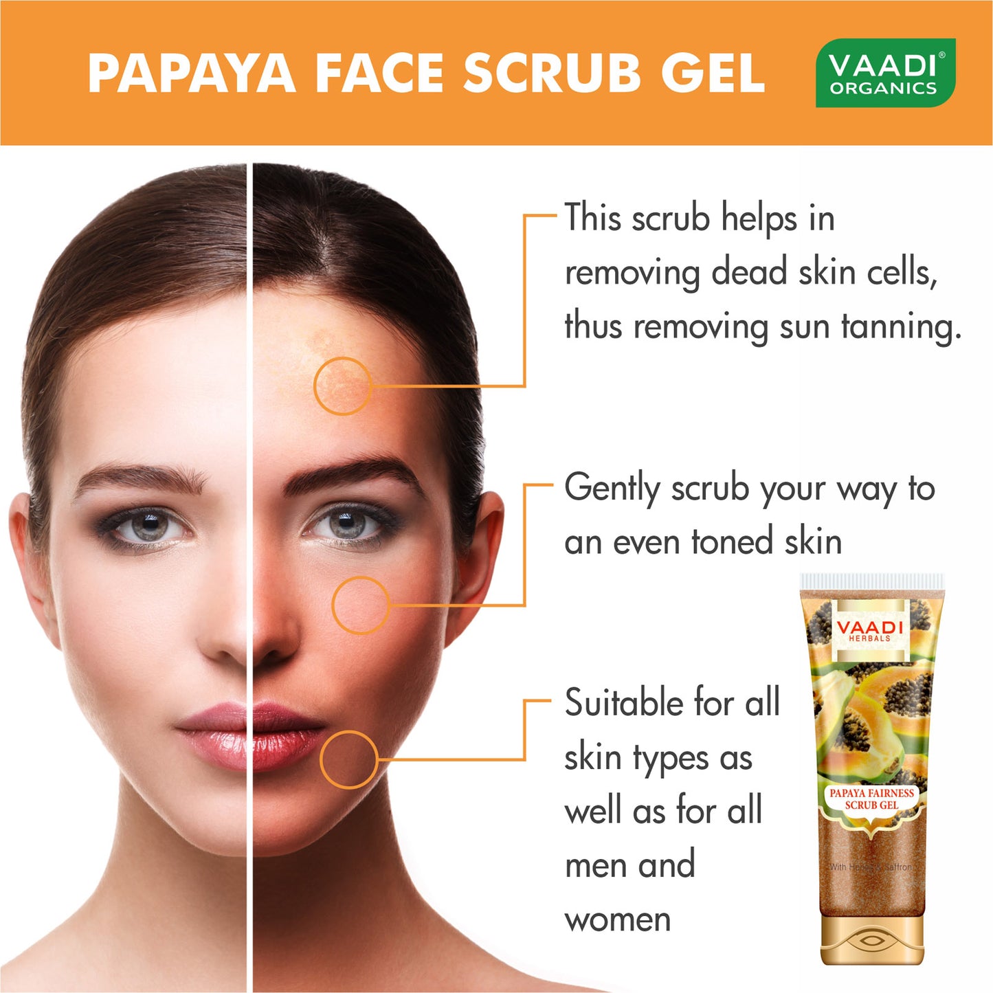 Organic Papaya Fairness Scrub Gel (110 gms) with free Organic Aloe Vera Facial Bar (25 gms)