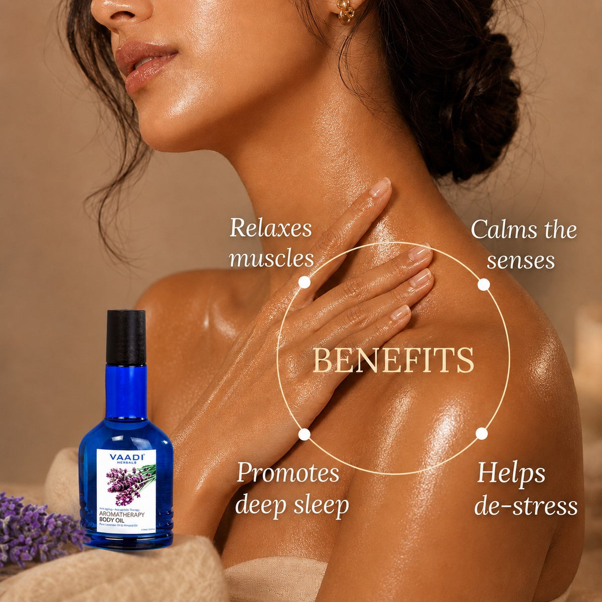 Organic Lavender Body Oil with Almond Extract - Aromatherapy - Anti Ageing - Reduces Stress & Depression (50ml /1.7 fl oz)