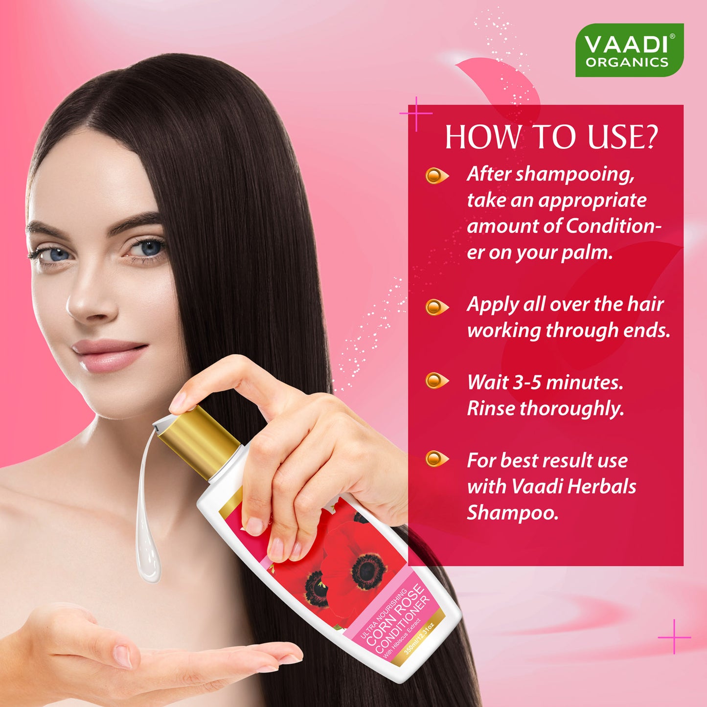 Hairfall & Damage Control Organic Shampoo (Indian Gooseberry Extract)-Rich Corn Rose Conditioner with Hibiscus Extract (2 x 350 ml / 12 fl oz)