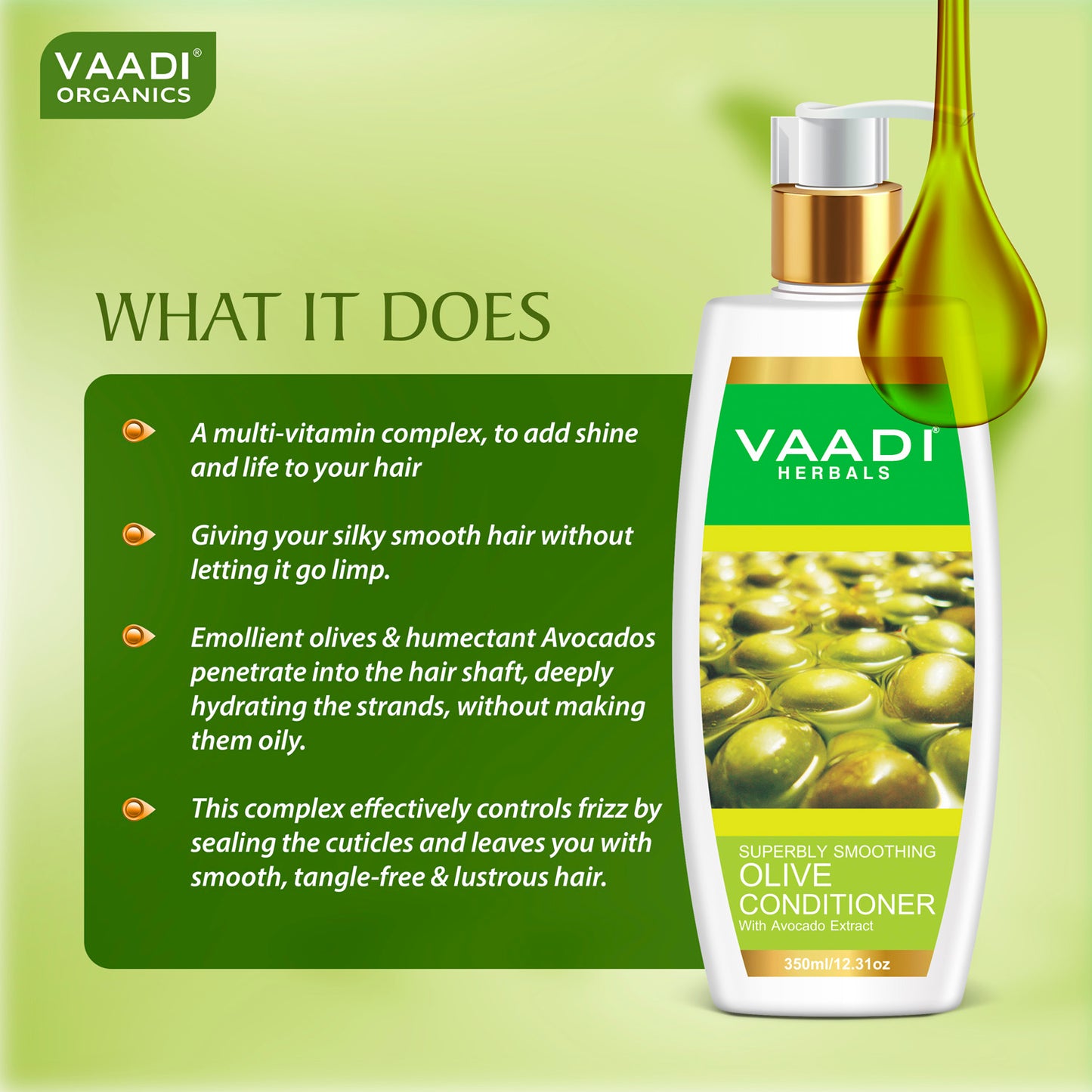 Hairfall & Damage Control Organic Shampoo (Indian Gooseberry Extract) Rich Olive Conditioner with Avocado Extract (2 x 350 ml/ 12 fl oz)