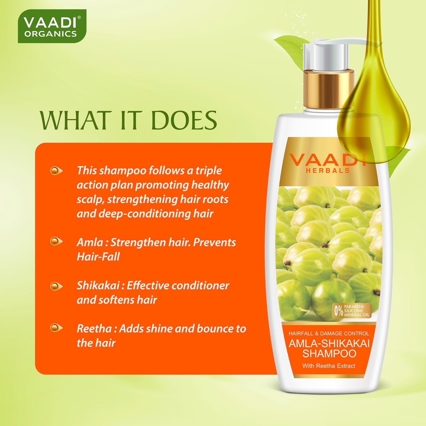 Hairfall & Damage Control Organic Shampoo (Indian Gooseberry Extract) Rich Olive Conditioner with Avocado Extract (2 x 350 ml/ 12 fl oz)
