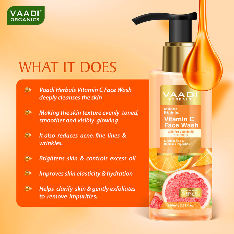 Advanced Brightening Vitamin C Face Wash With Pro Vitamin B5 & Turmeric (110 ml / 3.72 fl oz)
