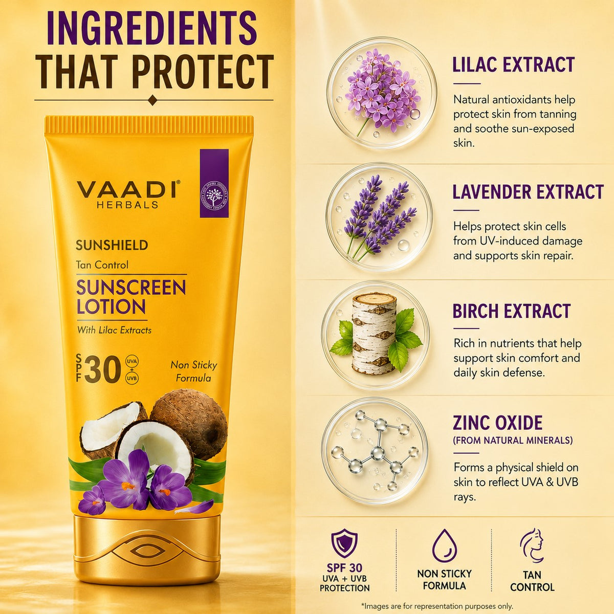 Organic Sunscreen Lotion SPF 30 wth Lilac Extract - Anti oxidant Rich - Long Lasting - Protects from Sun Tan (110 ml / 4 fl oz)