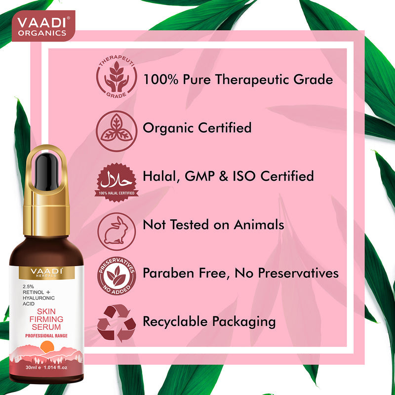 Organic Skin Firming Serum With 2.5% Retinol & Hyaluronic Acid (30 gms / 1.02 fl.oz)