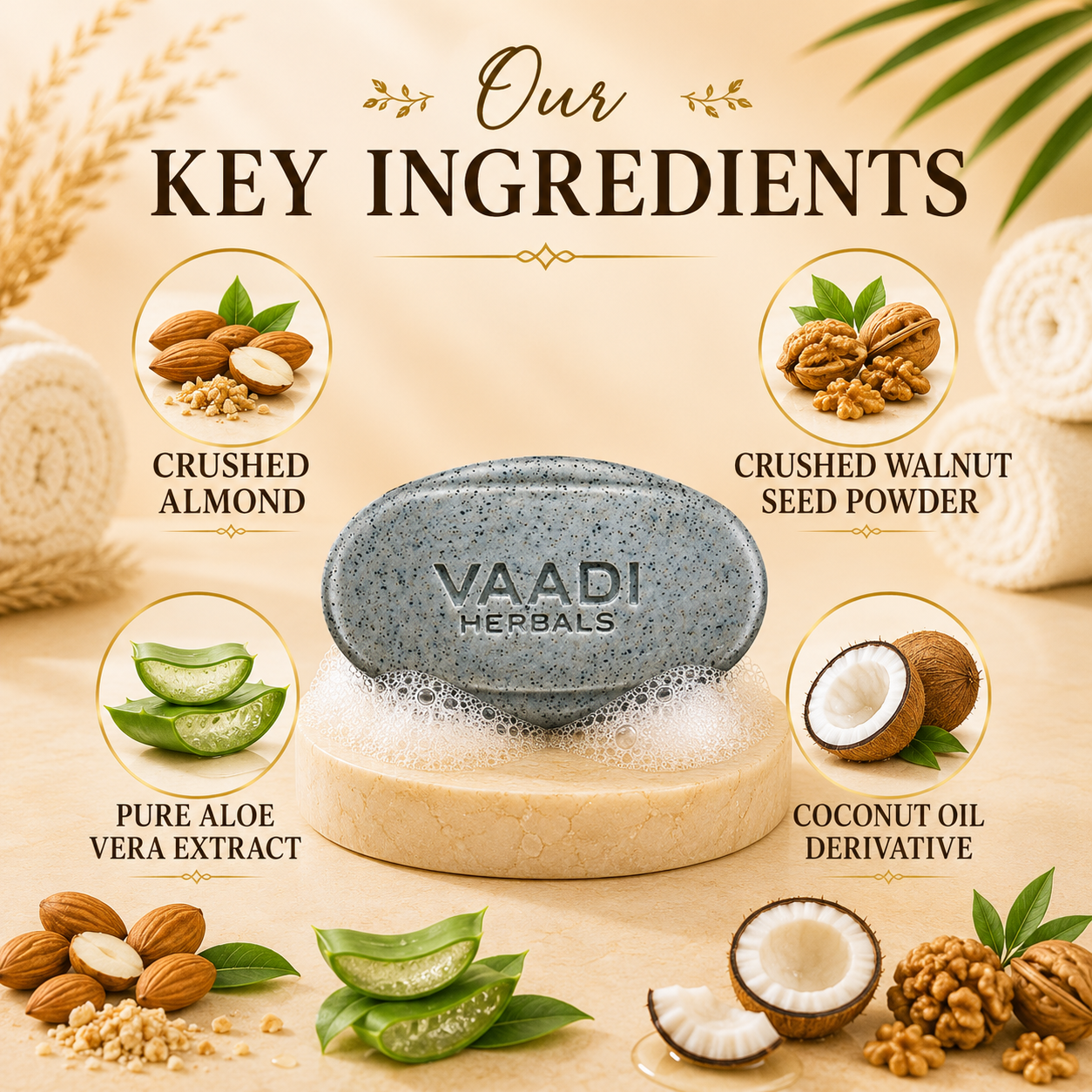 Organic Elbow Foot Knee Scrub Soap with Almond & Walnut - Removes Dead Skin - Makes Skin Soft (75 gms / 2.7 oz)