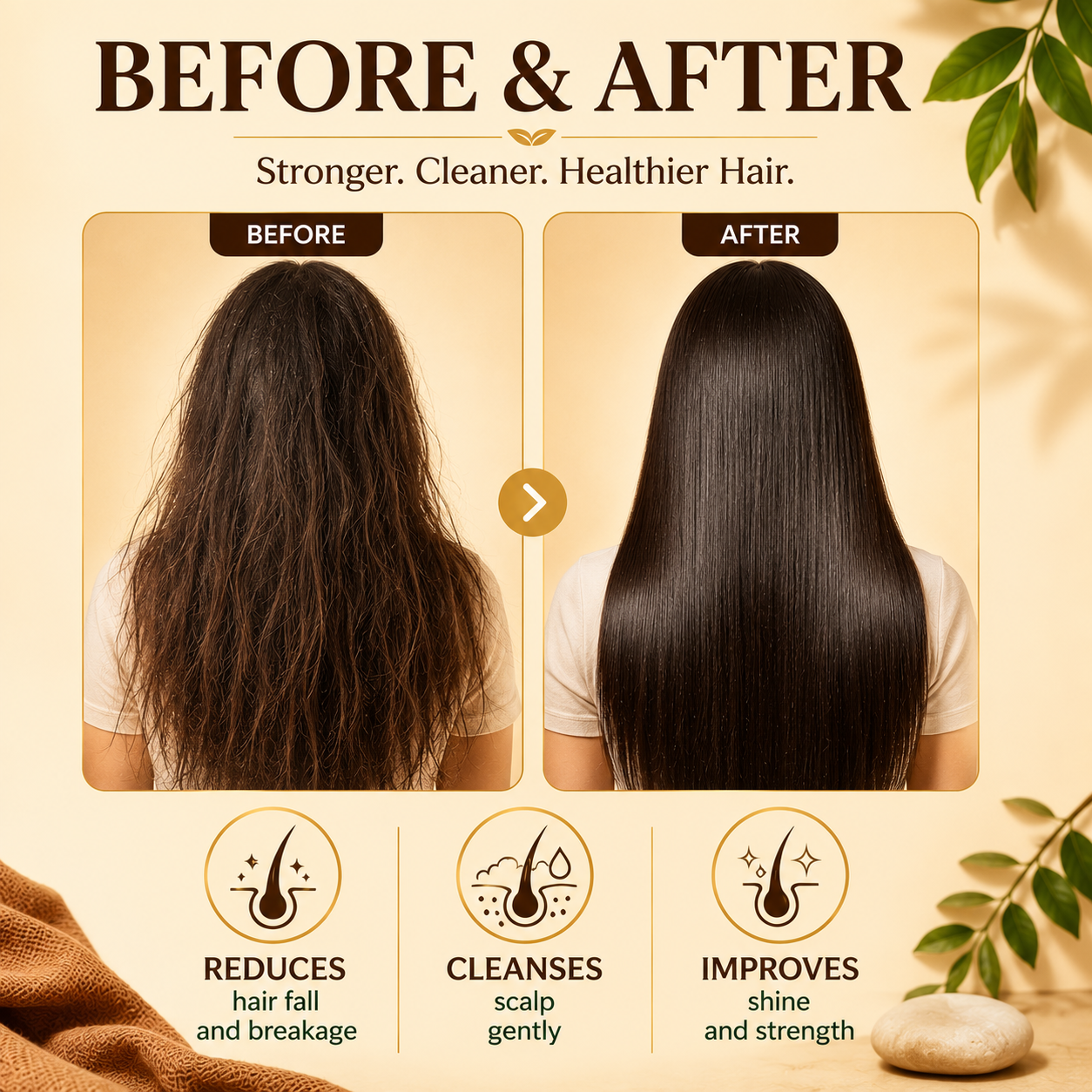 Hairfall & Damage Control Organic Shampoo (Indian Gooseberry Extract) - Promotes Hair Growth - Adds Shine to Hair (3 x 350 ml/12 fl oz)