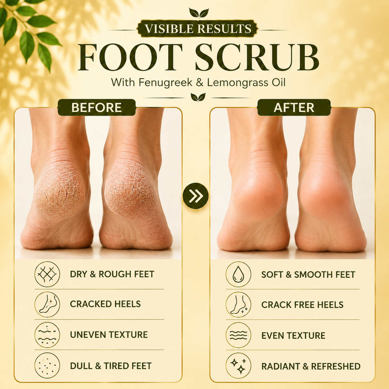 Organic Foot Scrub with Fenugreek & Lemongrass Oil - Therapeutic Exfoliates - Rejuvenates Damaged Skin - Softens Skin (110 gms / 4 oz) (Buy 1 Get 1 Free)