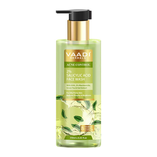 2% Salicylic Acid Face Wash with AHA, Niacinamide| For Oily Skin|Acne Control|Reduces pimples and breakouts|No Parabens,Mineral,Silicone| Face Wash for Women & Men (250 ml)