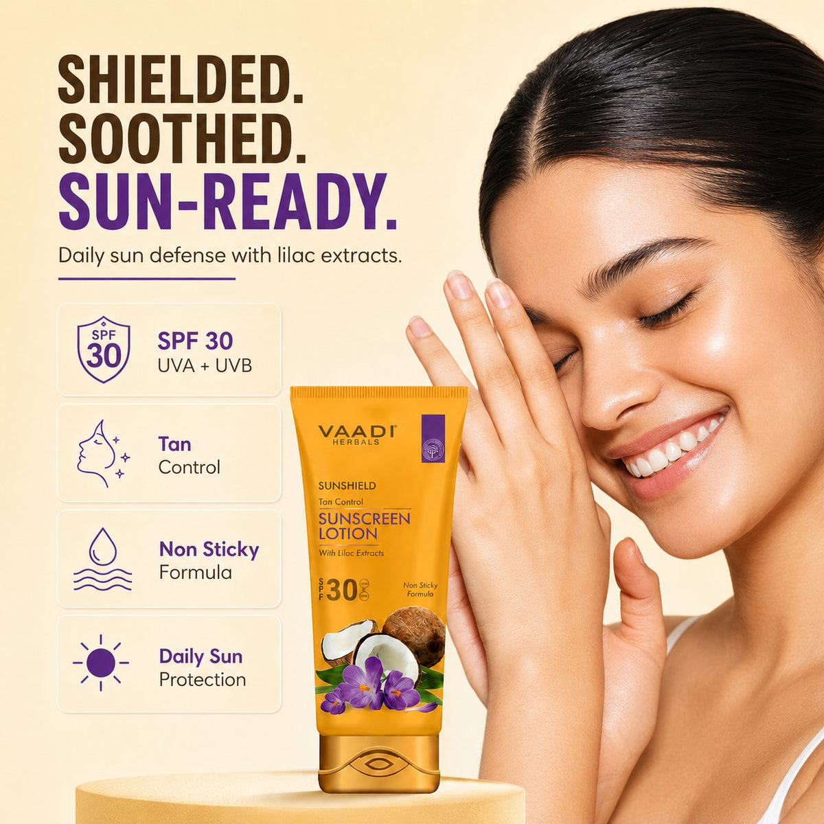 Organic Sunscreen Lotion SPF 30 wth Lilac Extract - Anti oxidant Rich - Long Lasting - Protects from Sun Tan (110 ml / 4 fl oz)