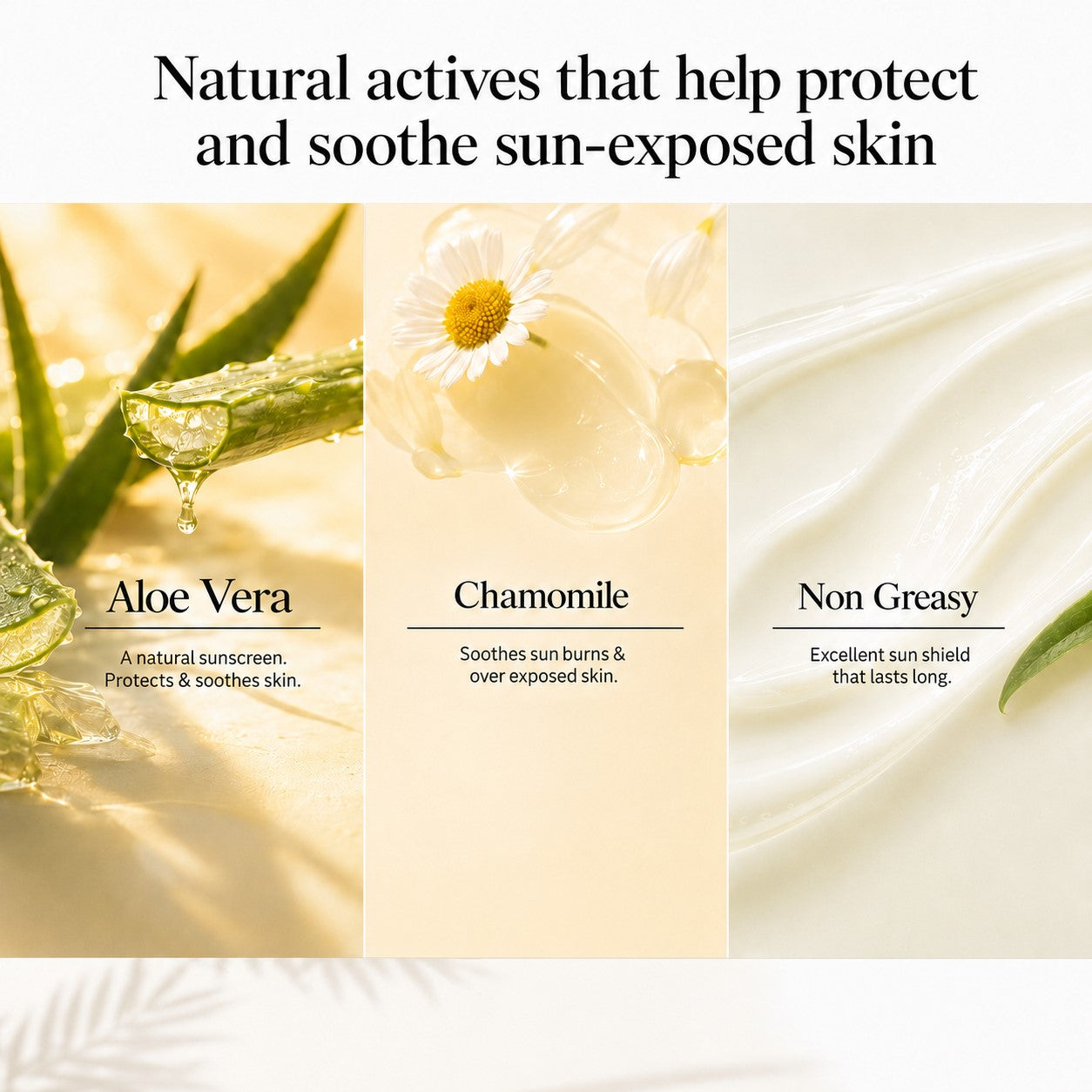 Organic Sunscreen Lotion SPF 50 with Aloe Vera & Chamomile - Non Greasy - Long Lasting - Soothes Burnt Skin (110 ml/ 4 fl oz)