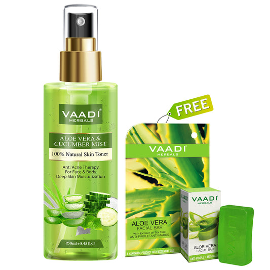 Aloe Vera & Cucumber Mist (250 ml) with free Organic Aloe Vera Facial Bar (25 gms)