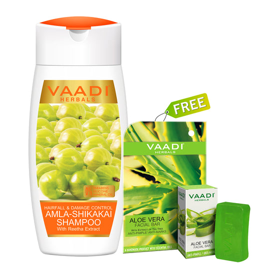 Hairfall & Damage Control Organic Shampoo (110 ml) with free Organic Aloe Vera Facial Bar (25 gms)