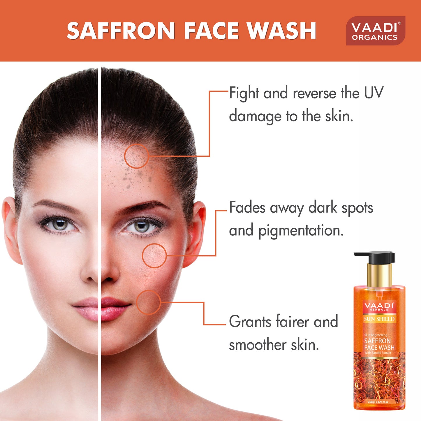 Organic Saffron Face Wash  (2 x 250 ml) with free Organic Aloe Vera Facial Bar (25 gms)