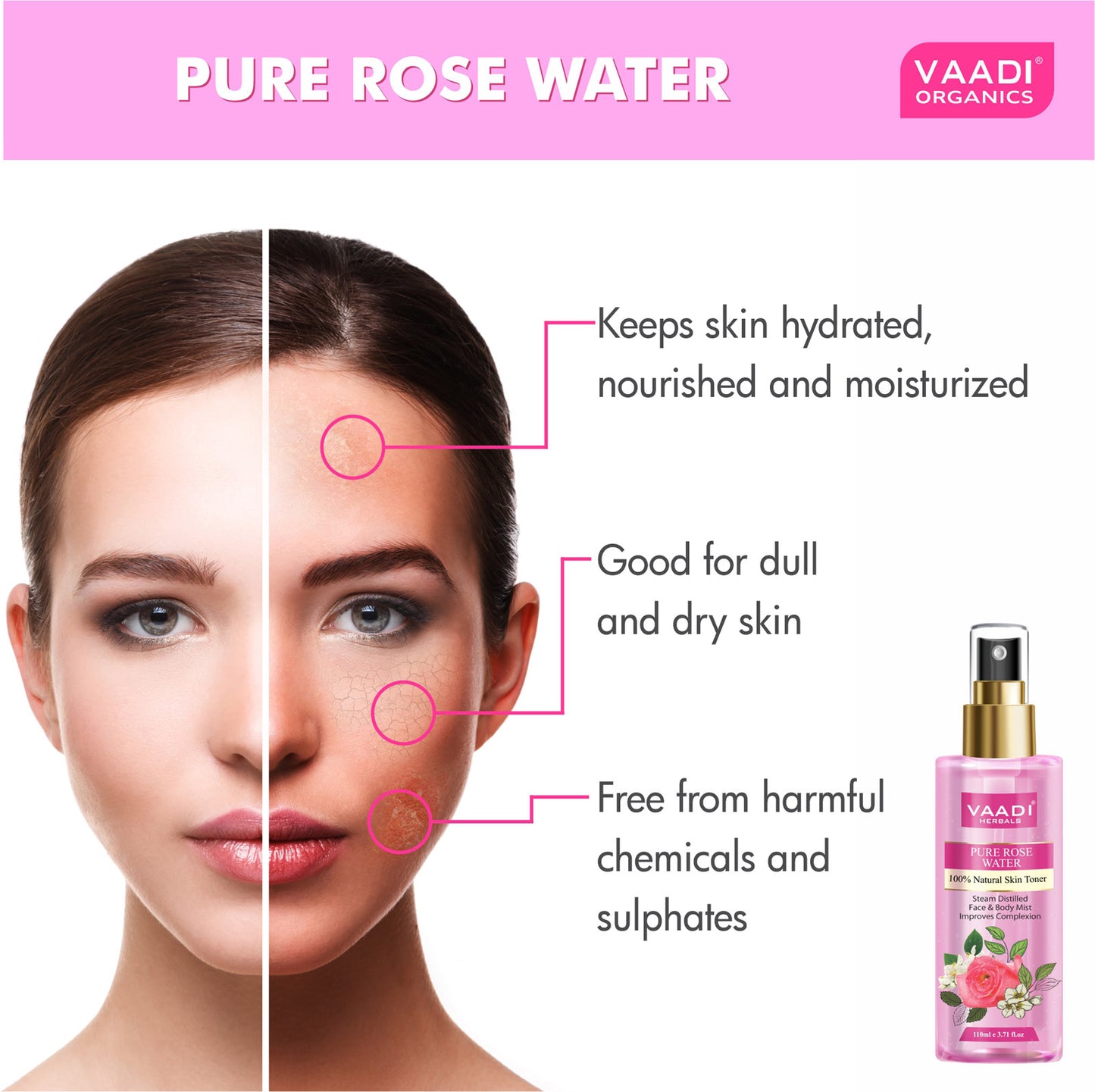 Rose Water - 100% Natural & Pure (110 ml / 3.71 fl oz )