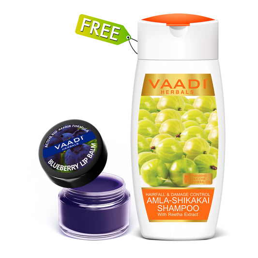 Bio Repair Therapy - Organic Blueberry Lip Balm (10 gms/ 0.4 oz)  with free Hairfall & Damage Control Organic Shampoo (Indian Gooseberry Extract) (110 ml/4 fl oz)