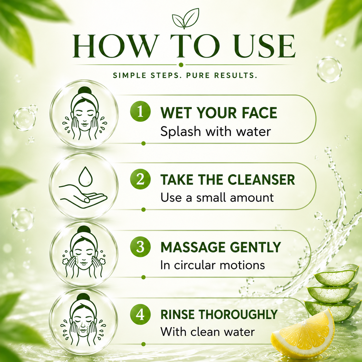 Organic Aloe Vera Deep Pore Cleansing Milk with Lemon Extract - Cleanses & Softens Skin - Locks In Moisture All Day (350 ml/ 12 fl oz)