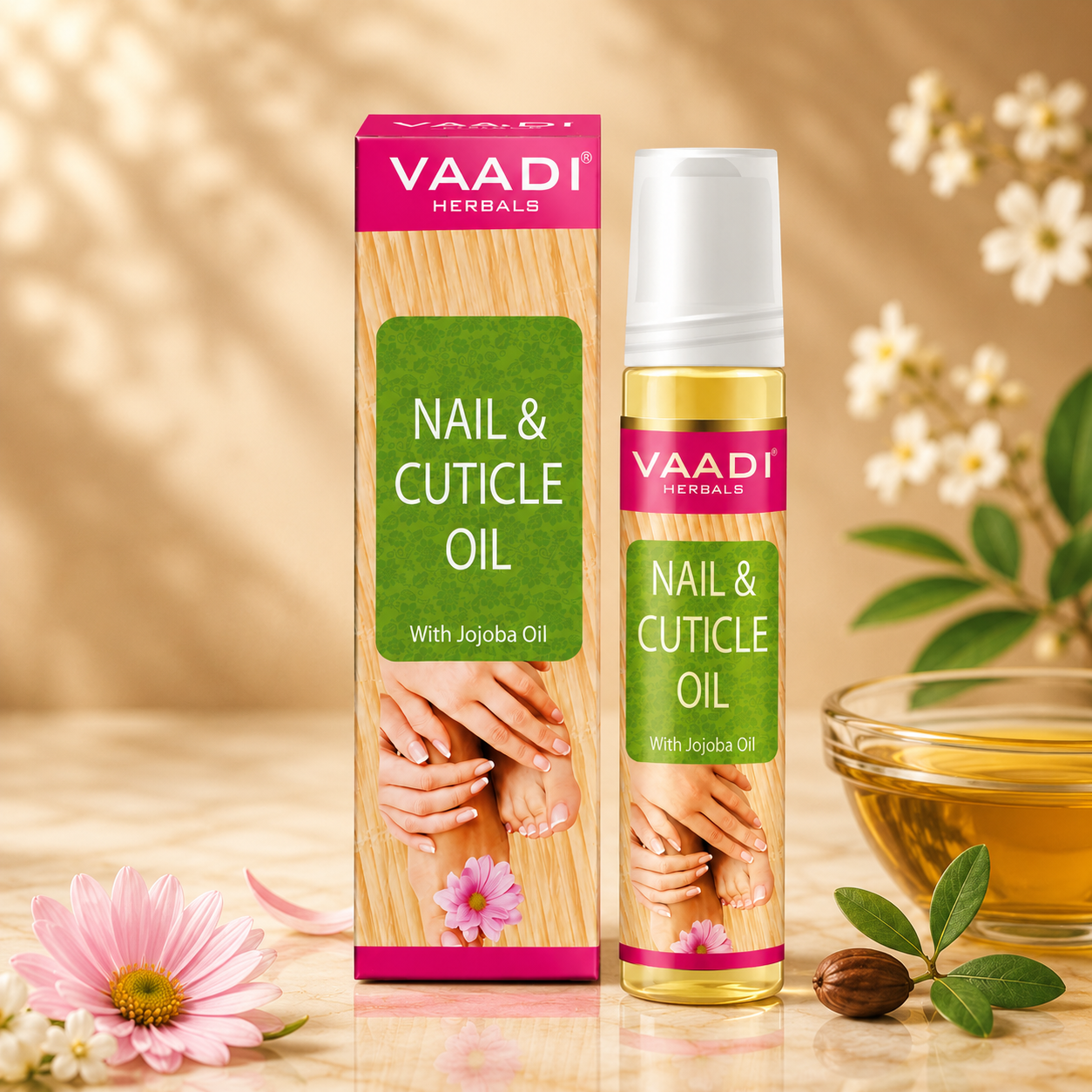 Organic Nail & Cuticle Oil with Jojoba Oil - Heals Redness & Pain - Strengthens Thin & Brittle Nails (3 x 10 ml/ 0.4 fl oz)
