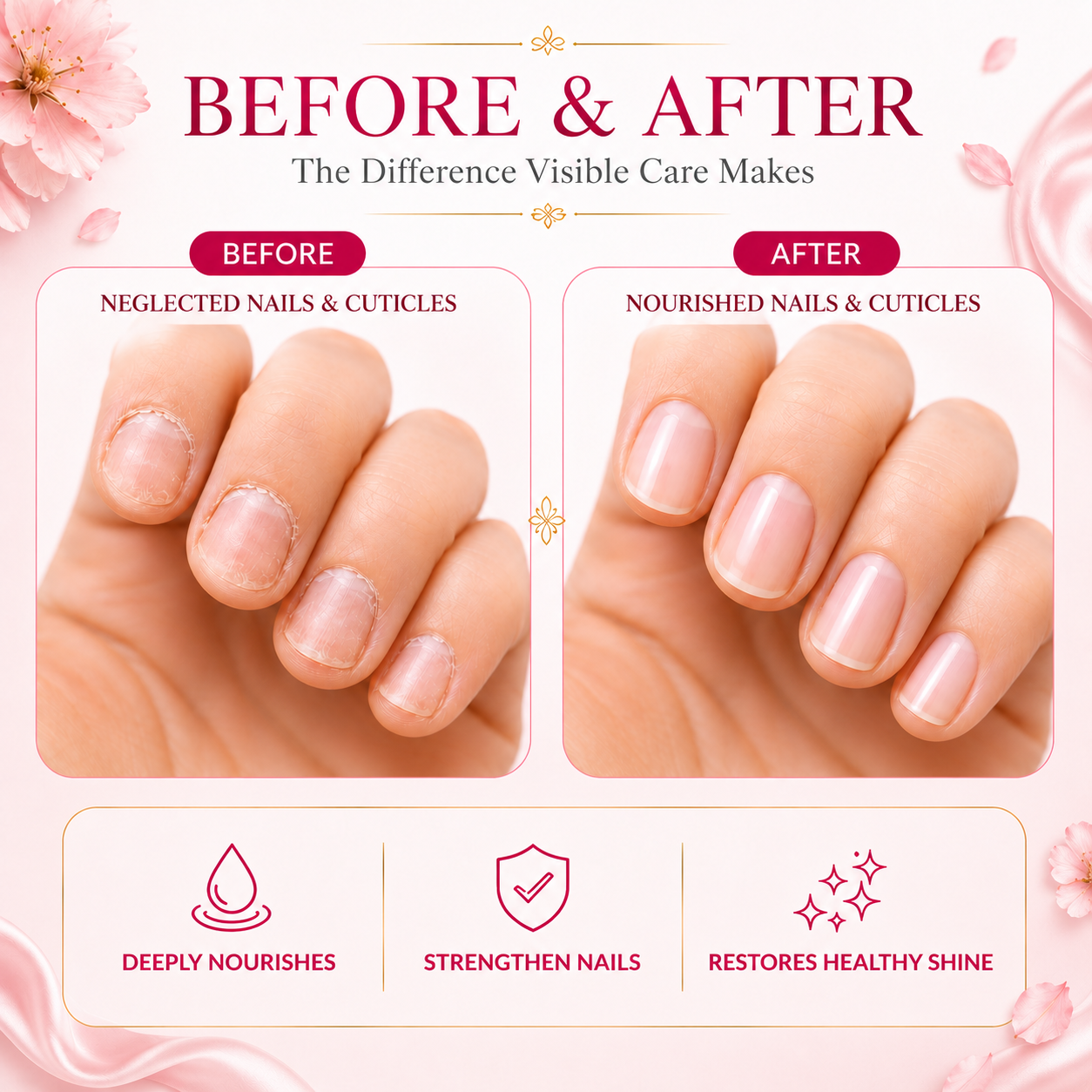 Organic Nail & Cuticle Oil with Jojoba Oil - Heals Redness & Pain - Strengthens Thin & Brittle Nails (3 x 10 ml/ 0.4 fl oz)