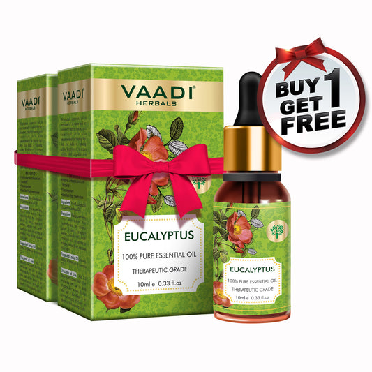 Organic Eucalyptus Essential Oil - Prevents Hairfall, Acne, Soothing & Cool Fragrance - 100% Pure Therapeutic Grade (10 ml/ 0.33 oz) (Buy 1 Get 1 Free)