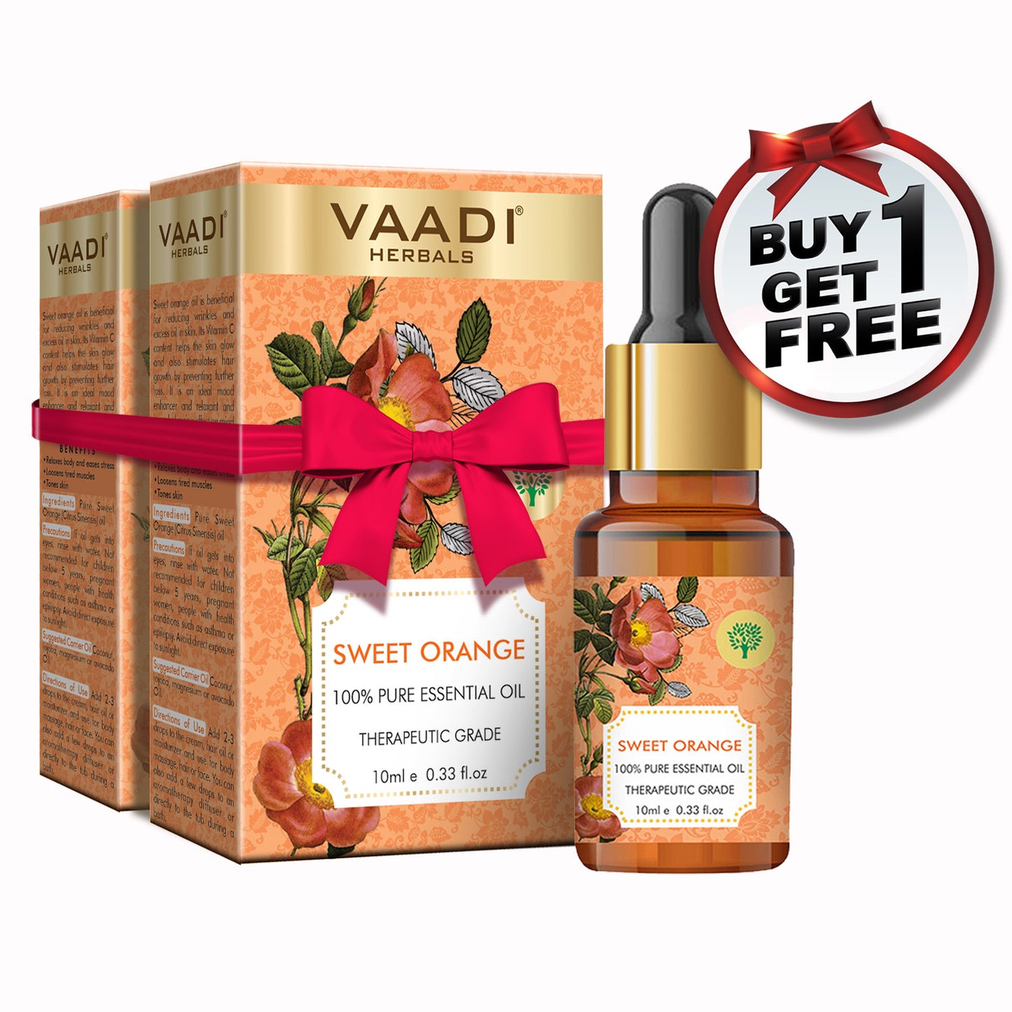Organic Sweet Orange Essential Oil - Vitamin C Reduces Hairfall, Improves Skin Complexion, Enhances Mood, Loosens Tired Muscles - 100% Pure Therapeutic Grade (10 ml/ 0.33 oz) (Buy 1 Get 1 Free)