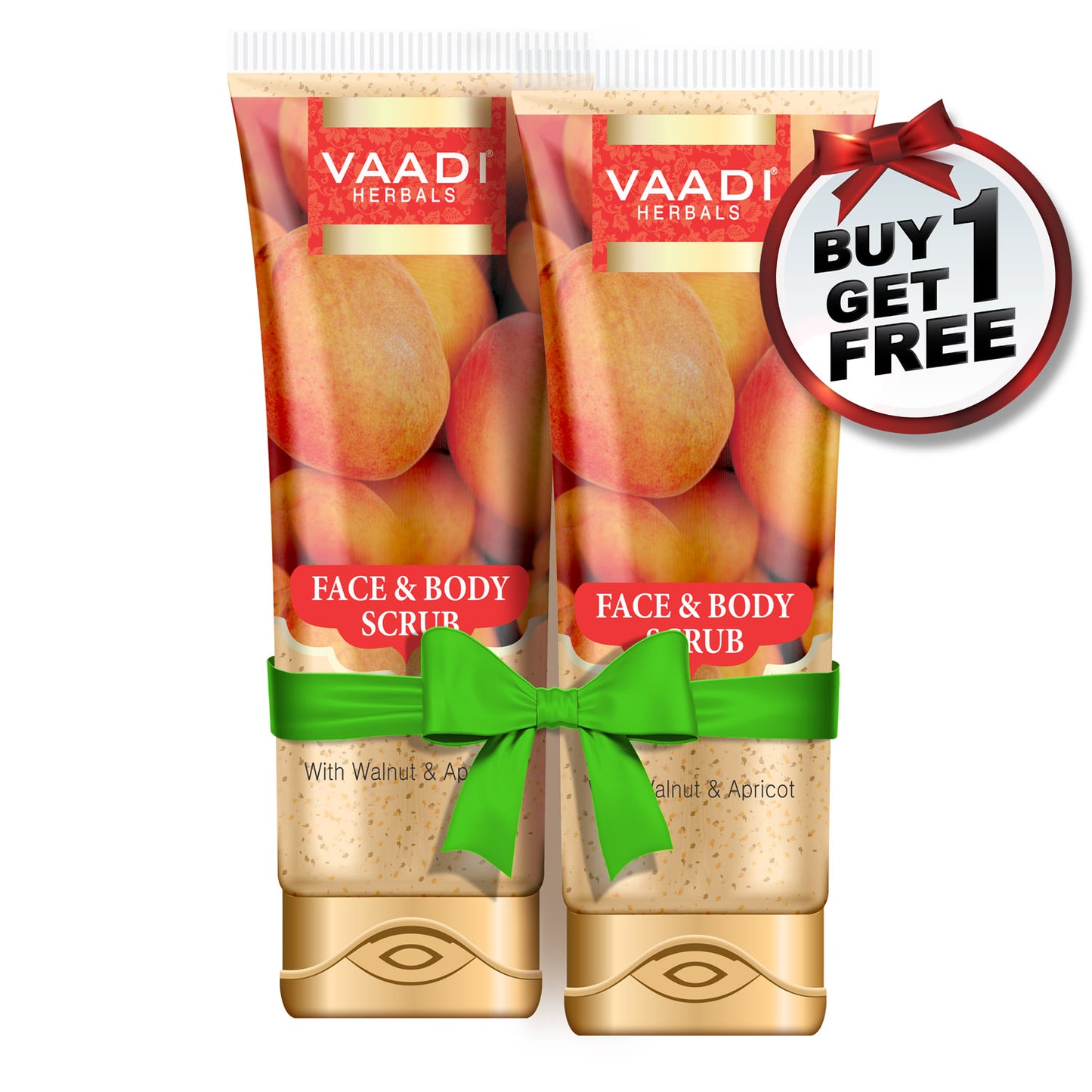 Organic Face & Body Scrub with Walnut & Apricot - Exfoliates & Unclogs Pores - Keeps Skin Youthful (110 gms / 4 oz) (Buy 1 Get 1 Free)