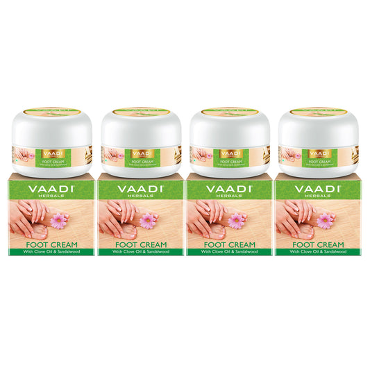 Organic Foot Cream with Clove & Sandalwood Oil - Softens Dry & Cracked Feet - Deep Moisturises (4 x 30 gms / 1.1 oz)