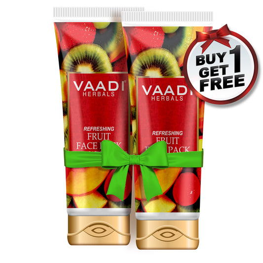 Refreshing Organic Fruit Face Pack with Apple, Lemon & Cucumber - Protects & Revitalizes Skin  (120 gms/ 4.3 oz) (Buy 1 Get 1 Free)
