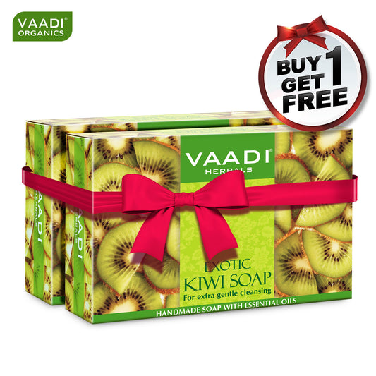 Exotic Organic Kiwi Soap with Green Apple Extract - Gently Clears Skin- Makes Skin Glowing (75 gms / 2.7 oz) (Buy 1 Get 1 Free)