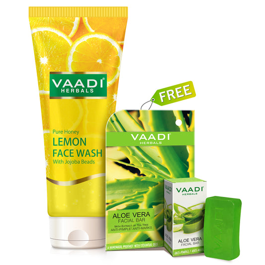 Organic Lemon Face Wash (60 ml) with free Organic Aloe Vera Facial Bar (25 gms)