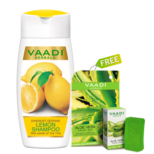 Dandruff Defense Organic Lemon Shampoo (110 m) with free Organic Aloe Vera Facial Bar (25 gms)