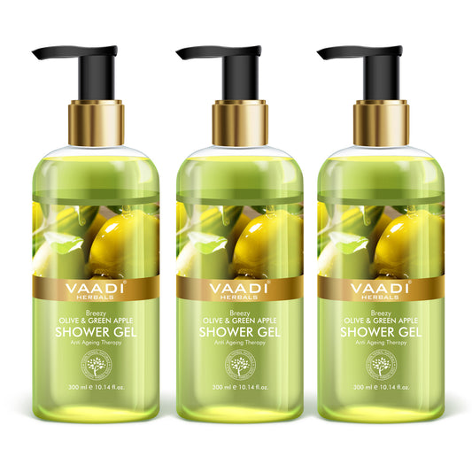 Breezy Organic Olive & Green Apple Shower Gel - Skin Revitalizing Therapy - Moisturises Skin (2 x 300 ml / 10.2 fl oz)