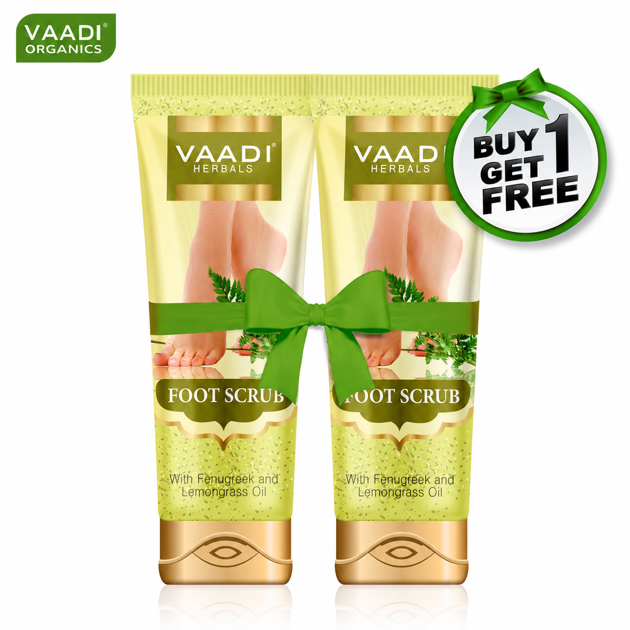 Organic Foot Scrub with Fenugreek & Lemongrass Oil - Therapeutic Exfoliates - Rejuvenates Damaged Skin - Softens Skin (110 gms / 4 oz) (Buy 1 Get 1 Free)