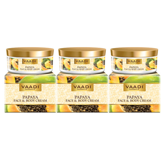 Organic Papaya Face & Body Cream - Maintains Skin Elasticity - Keeps Skin Youthful (3 x 150 gms/ 5.3 oz)