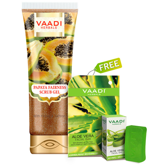 Organic Papaya Fairness Scrub Gel (110 gms) with free Organic Aloe Vera Facial Bar (25 gms)