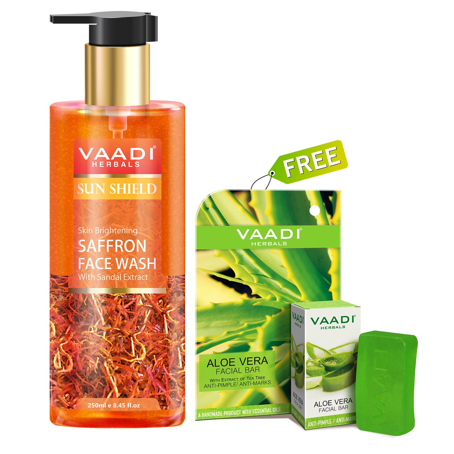 Organic Saffron Face Wash (250 ml) with free Organic Aloe Vera Facial Bar (25 gms)