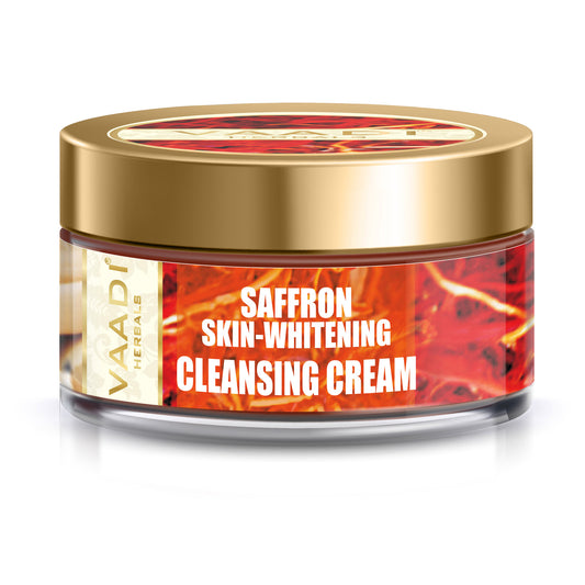 Skin Whitening Organic Saffron Cleansing Cream with Basil Oil & Shea Butter - Improves Complexion - Reduces Puffiness, Marks & Spots ( 50 gms/2 oz)