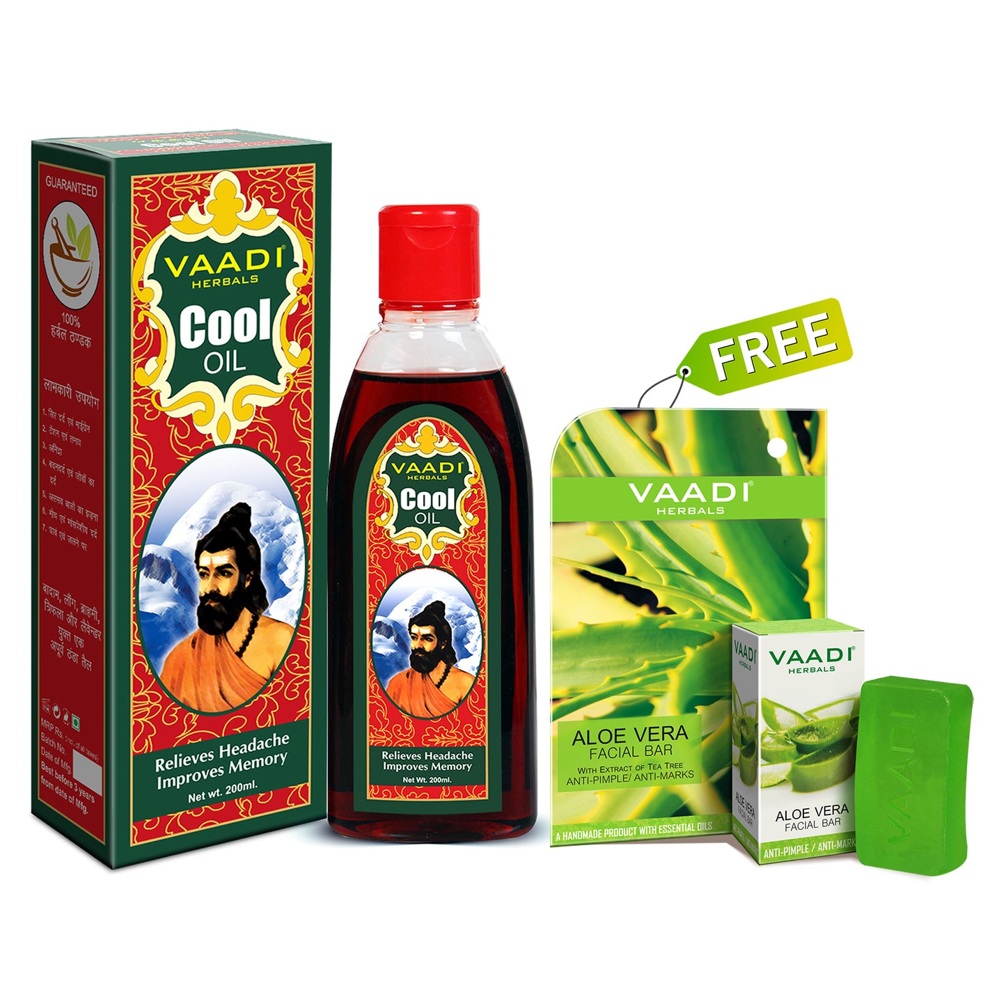 Organic Triphla Almond Cool Oil (100ml) with free Organic Aloe Vera Facial Bar (25 gms)