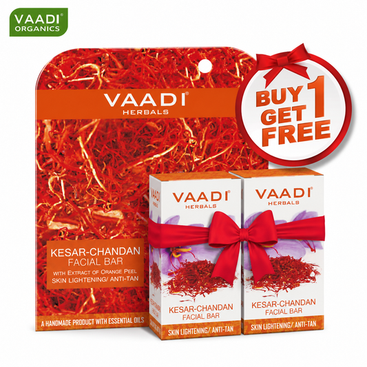 Organic Saffron Sandal Facial Bar with Orange Peel Extract - Lightens Marks- Makes Skin Flawless (25 gms/0.9 oz) (Buy 1 Get 1 Free)