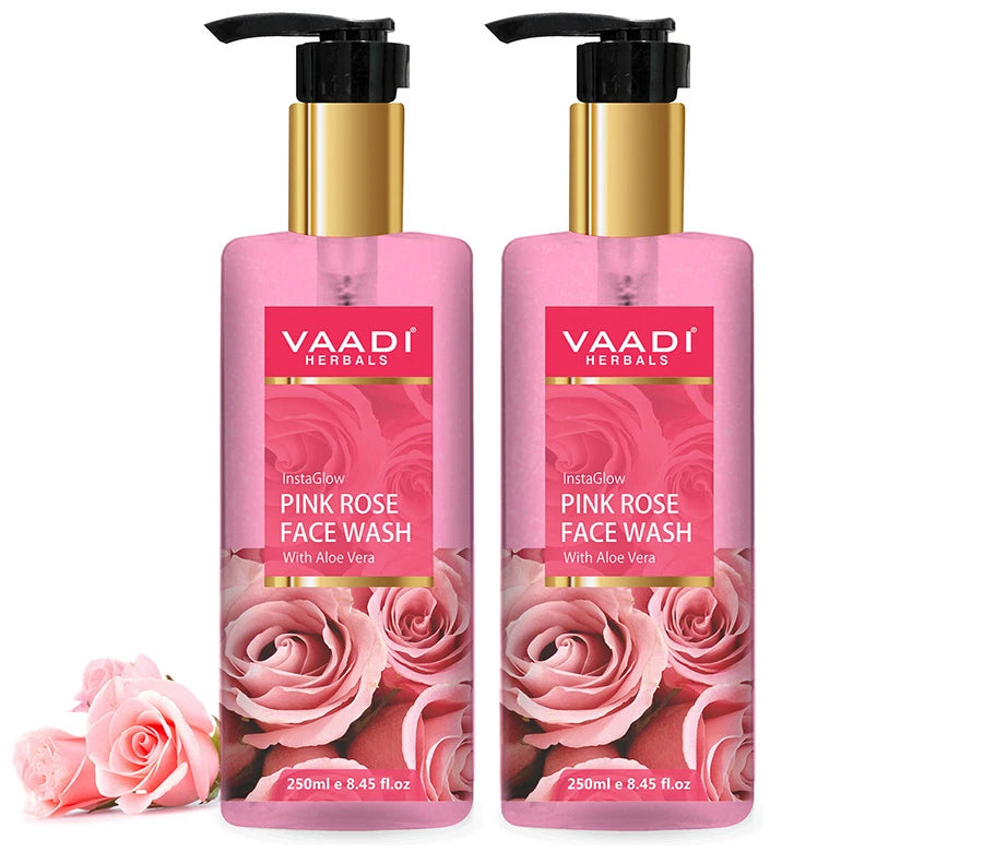 Insta Glow Pink Rose Face wash with Aloe vera extract ( 2 x 250 ml/8.45 fl oz)