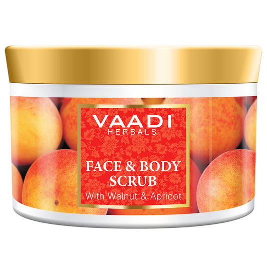 Organic Face & Body Scrub with Walnut & Apricot - Exfoliates & Unclogs Pores - Keeps Skin Youthful ( 500 gms / 17.7 oz)