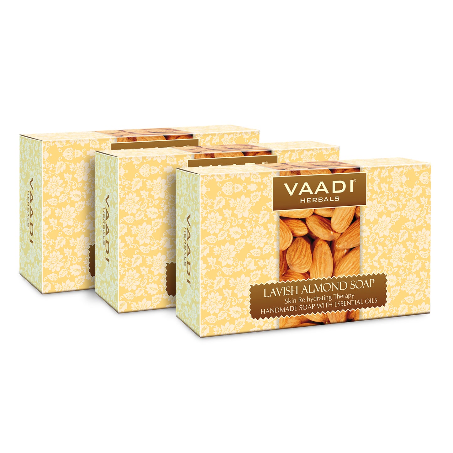 Rehydrating Organic Lavish Almond Soap with Honey & Aloe Vera - Improves Complexion - Keeps Skin Nourished (3 x 75 gms/2.7 oz)