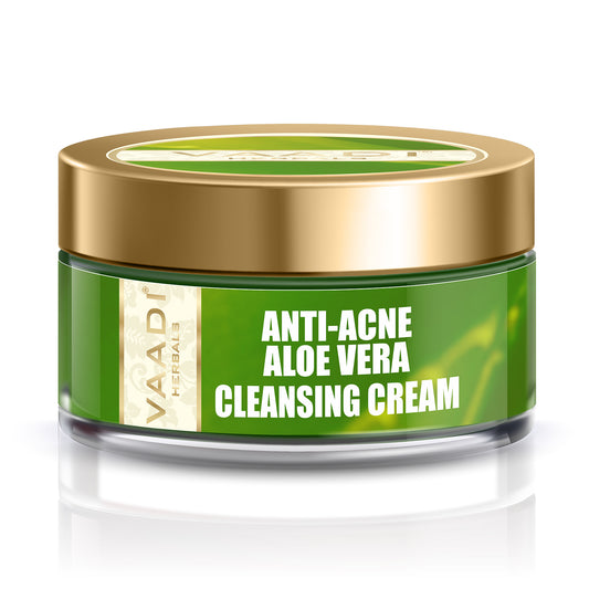 Anti Acne Organic Aloe Vera Cleansing Cream - Removes Skin Impurities - Keeps Skin Soft (50 gms/ 2 oz)
