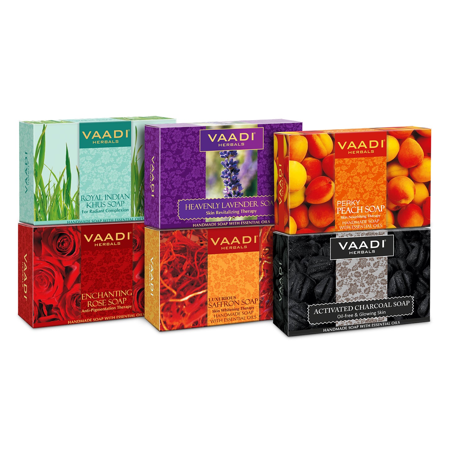 Exotic Pack of 6 Luxurious Handmade Herbals Organic Soaps - Natural Skin Cleansing Bathing Bar