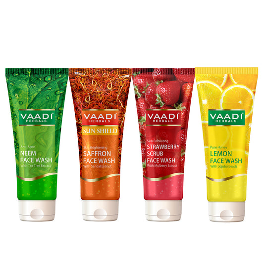 Assorted Pack of 4 Herbal Organic Face Wash (4 x 60 ml / 2.1 fl oz)